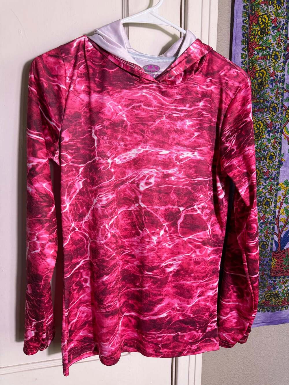 Mossy Oak Fishing Pink Camo Hooded Long Sleeve Shirt Womens M